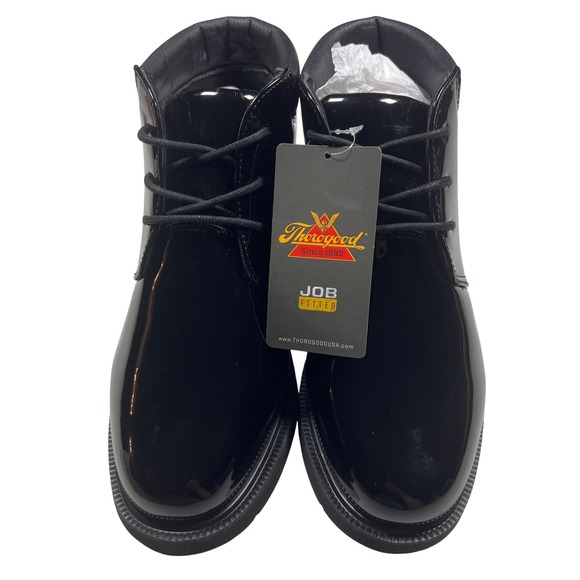 Thorogood Job Fitted Boots Mens 6.5 Womens 8.5 Black Uniform High Shine Chukka
